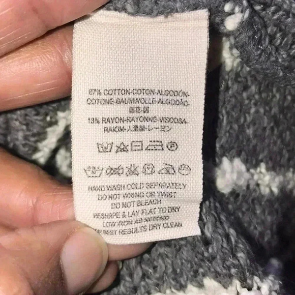 Free People Oversized Striped Knitted Gray White Cardigan Kimono Size S—… - Picture 5 of 6